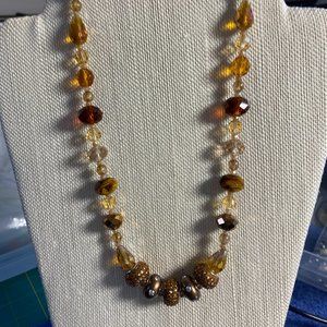 Handmade Brown & Bronze Beaded Necklace - Adjustable OOAK
